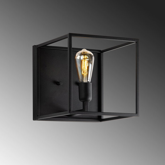Opviq Kafes - 13750 Lámpara de Pared de Cuerpo Metálico Negro